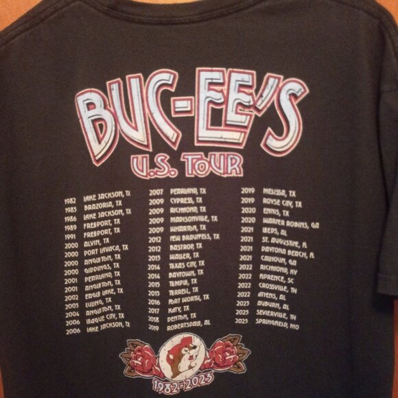 Buc-Ee's WORLD TOUR T-Shirt 1982-2023 Size LG, 100% Cotton, Black - Picture 5 of 5